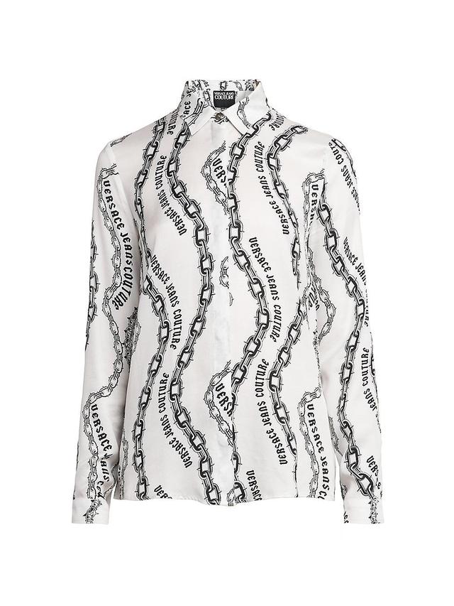 Womens Chain Logo Button-Front Shirt Product Image