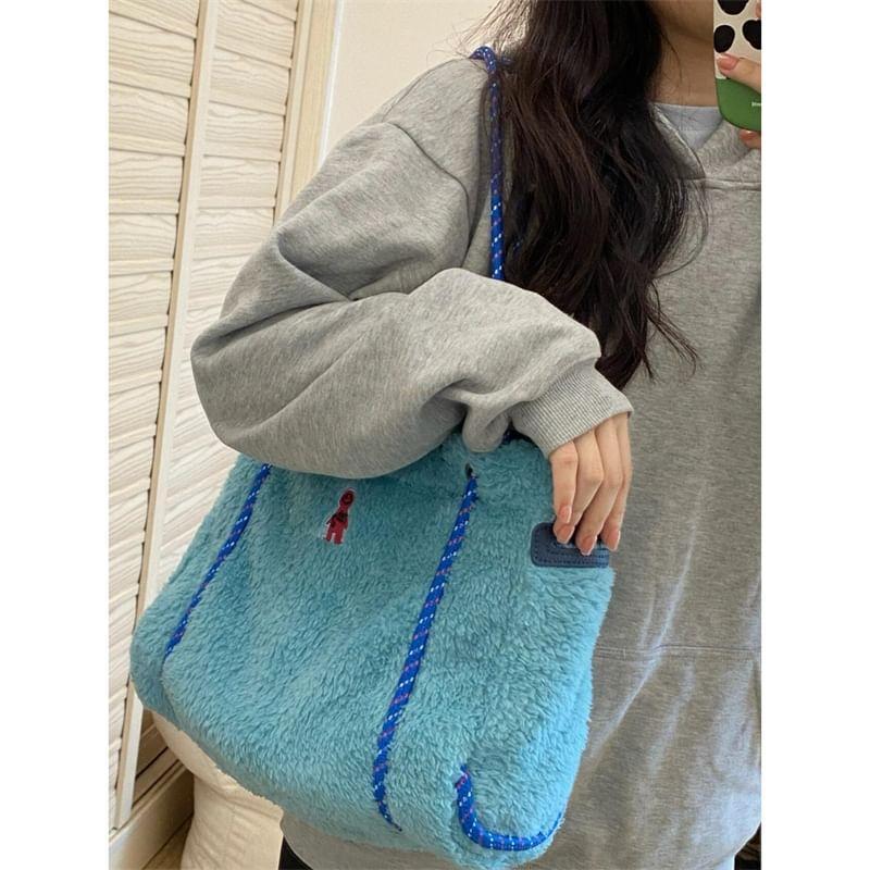 Cartoon Embroidered Fluffy Tote Bag Product Image