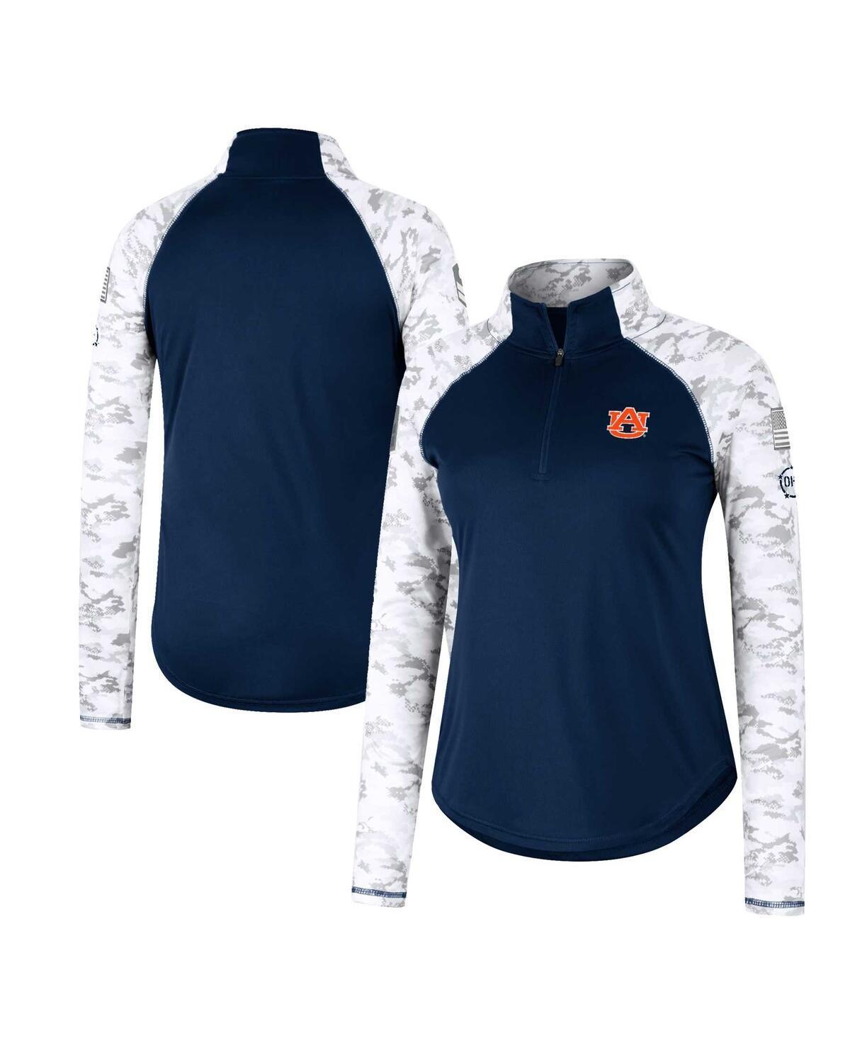 Womens Colosseum Navy Notre Dame Fighting Irish Oht Military-Inspired Appreciation Flash Arctic Camo Raglan Quarter-Zip Jacket Product Image