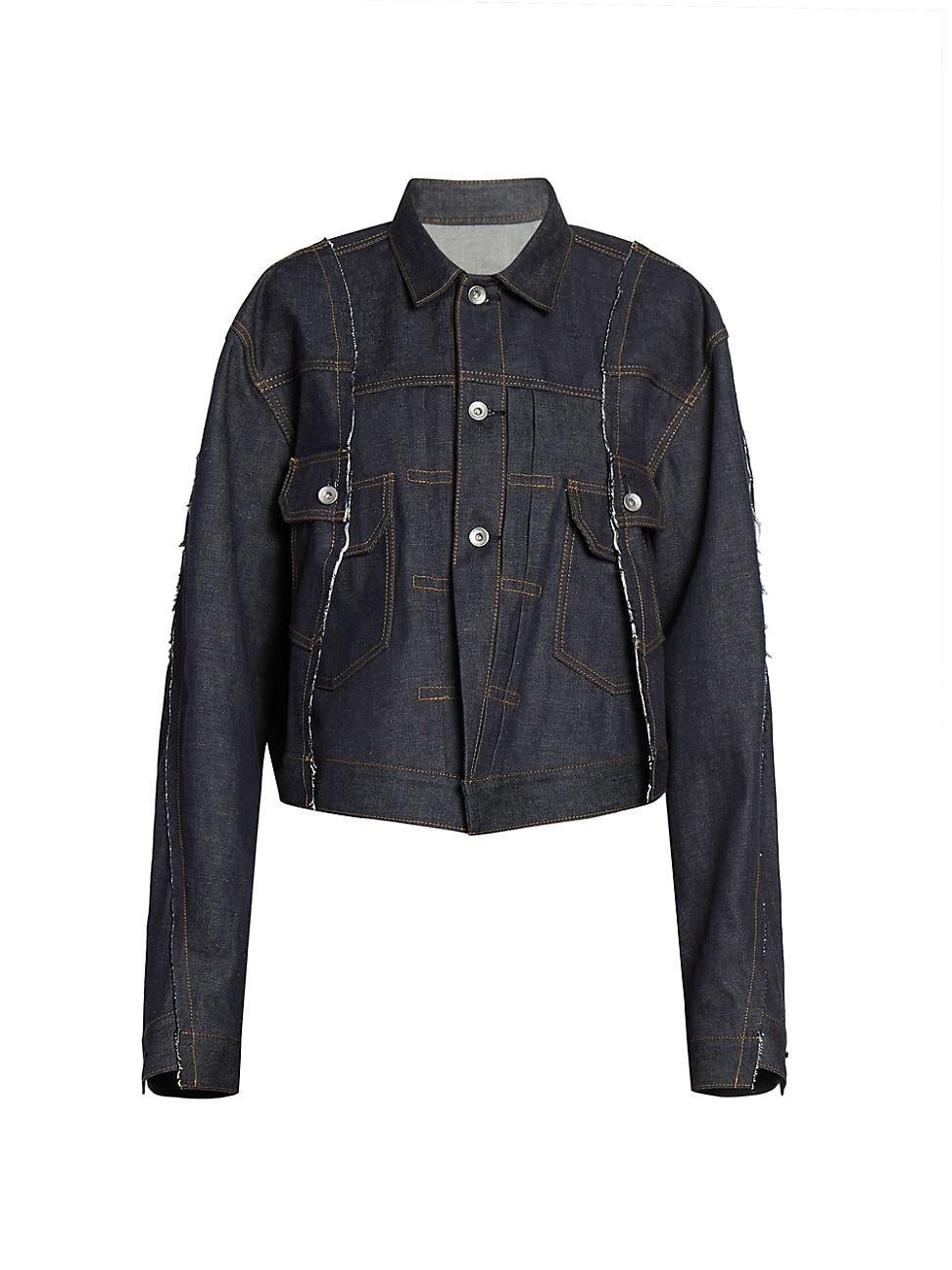 Womens Seamed Asymmetric Denim Jacket product image