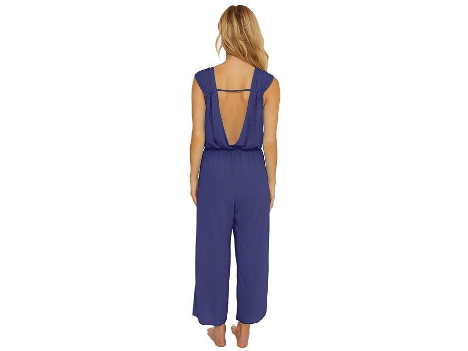 BECCA Breezy Basics Wrap Front Jumpsuit Cover-Up (Deep Water) Women's Swimsuits One Piece Product Image