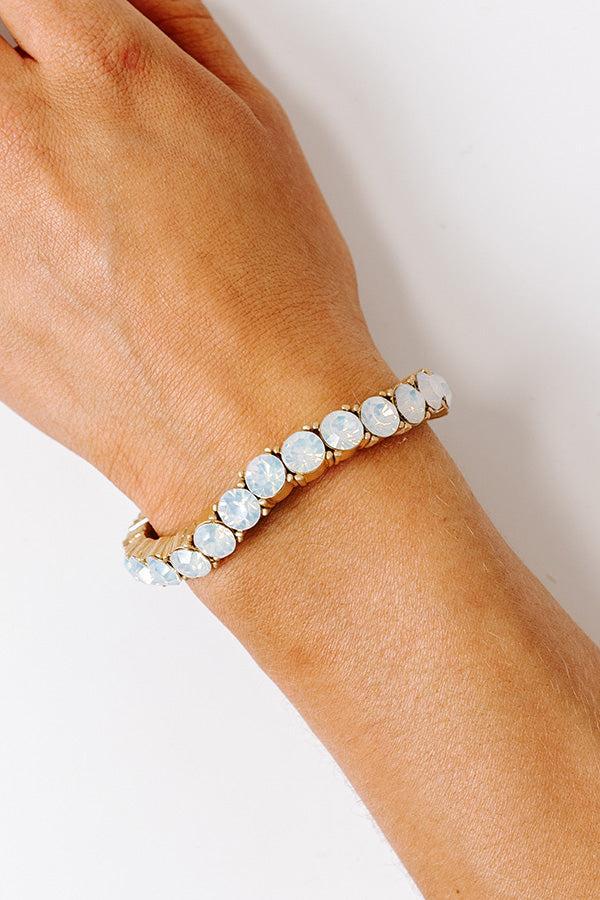 All The Sparkles Stretch Bracelet in White Product Image