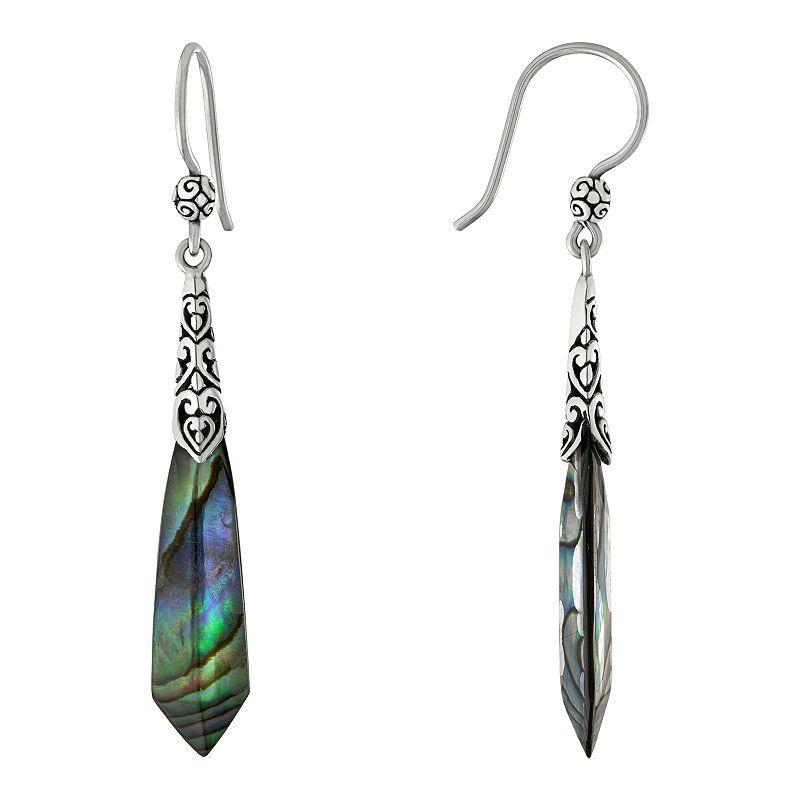 Main and Sterling Oxidized Sterling Silver Abalone Swirl Drop Earrings, Womens, Multicolor Product Image