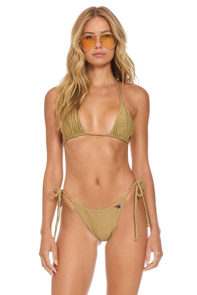 SPARKLE TURKS TRIANGLE BIKINI TOP - SAND Female Product Image