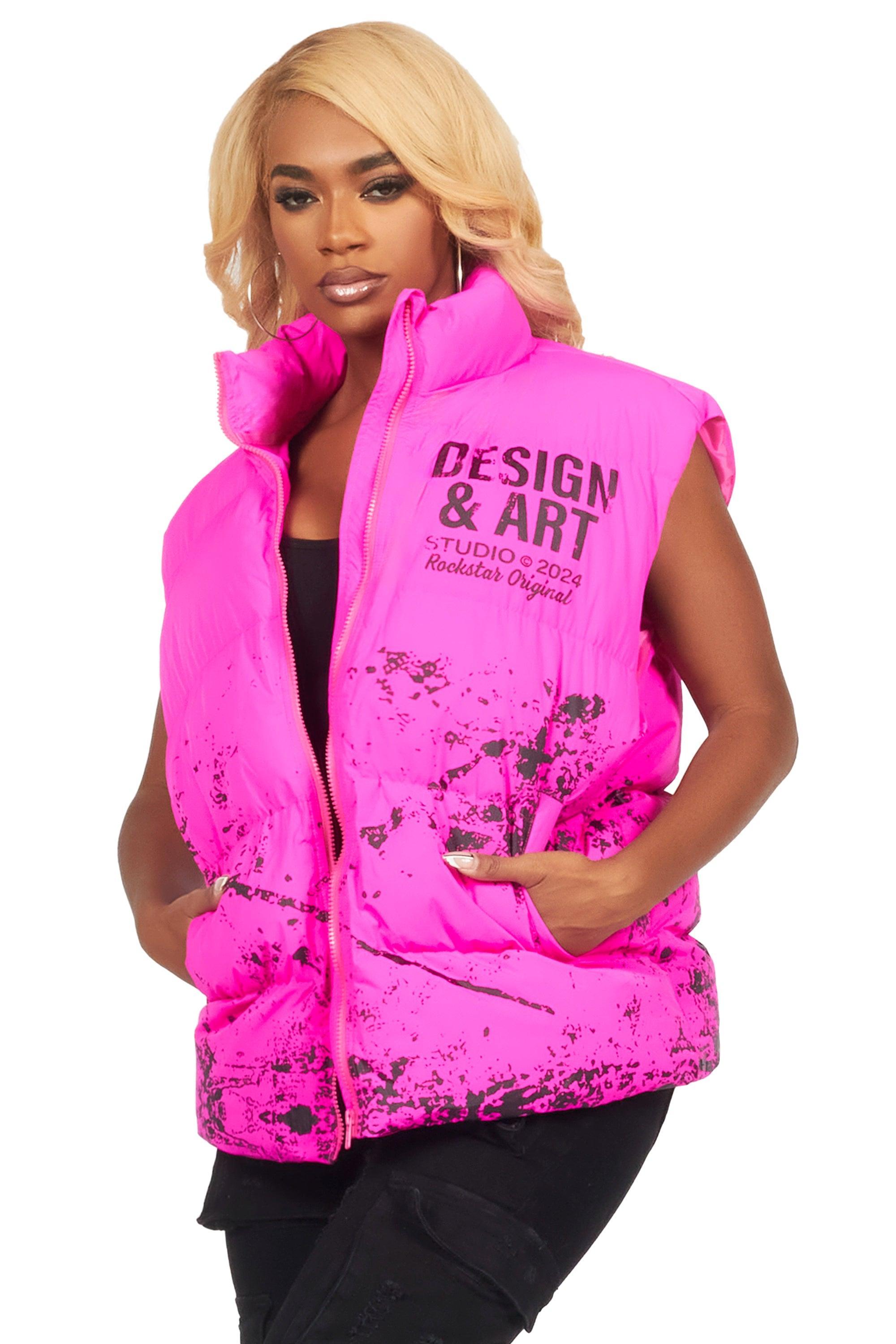 Lamanda Hot Pink Puffer Vest Female Product Image