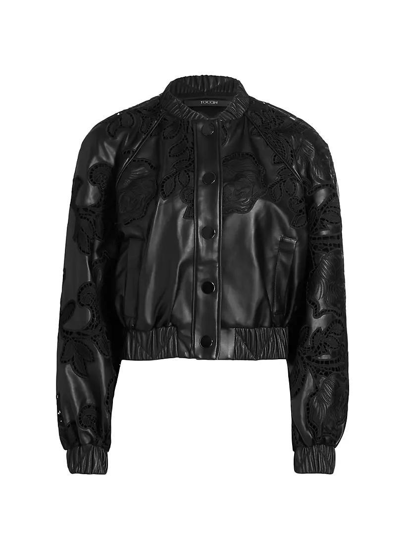 Brynn Vegan Leather-Lace Bomber Jacket product image