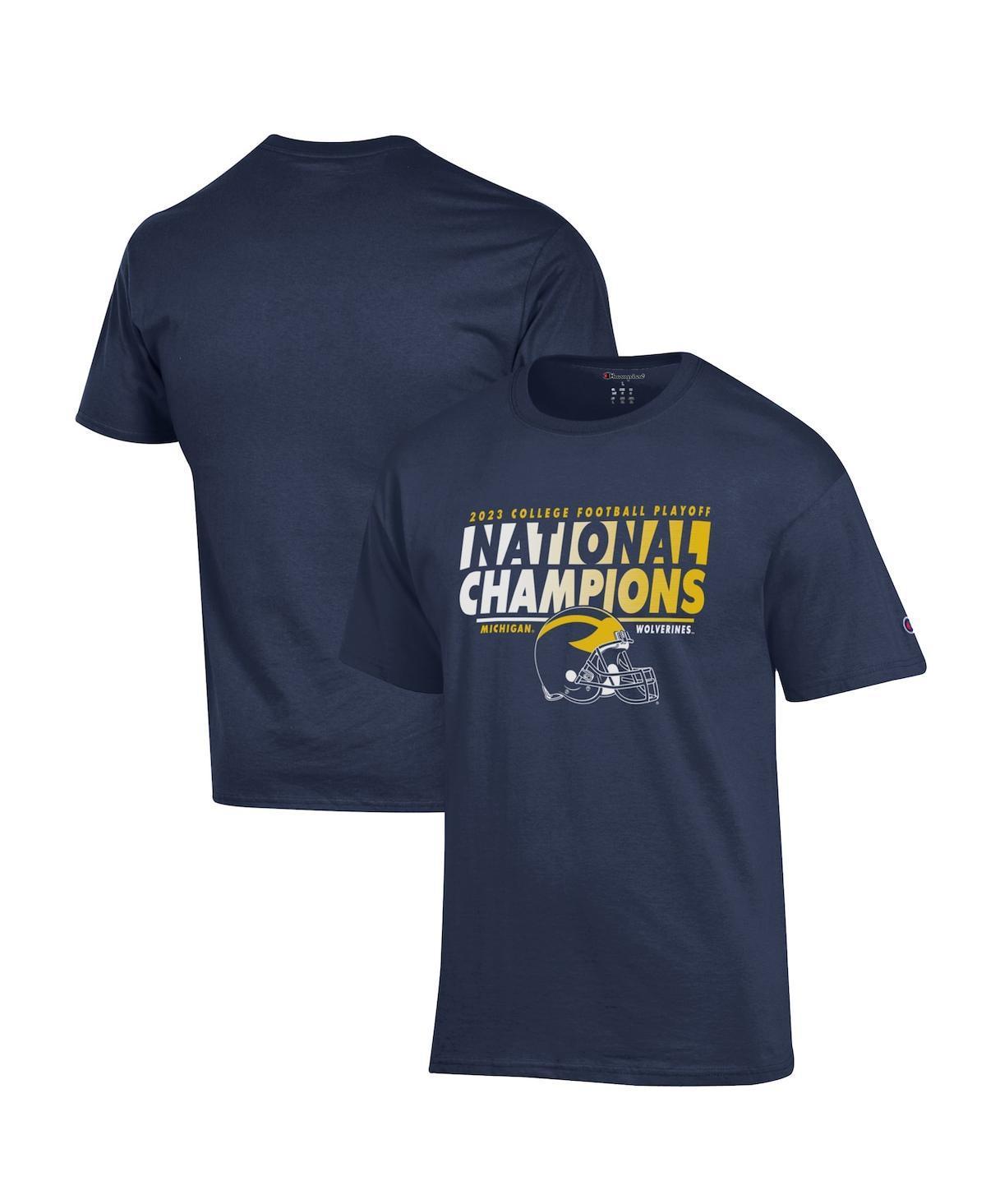 Mens Champion Navy Michigan Wolverines College Football Playoff 2023 National Champions Helmet T-shirt Product Image