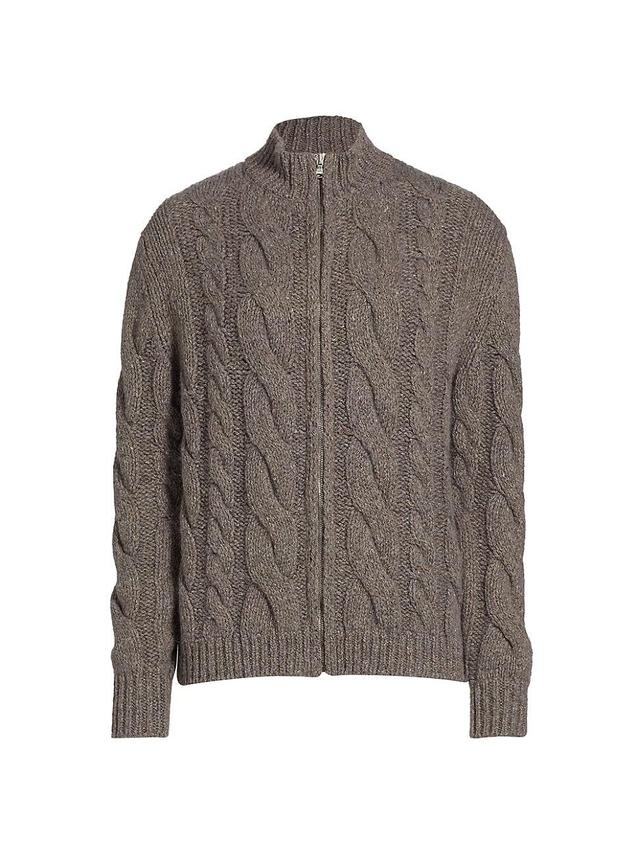 Womens Cable-Knit Zip Cardigan Product Image