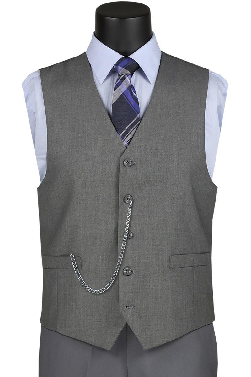 Gray Slim Fit Vest Single Breasted 5 Button Design Product Image