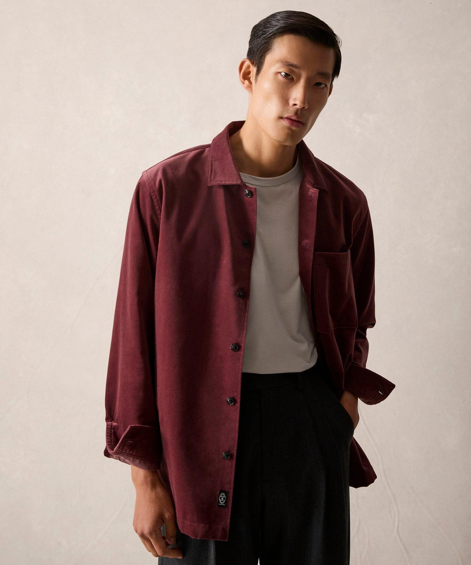 Italian Velvet Overshirt in Mauve Product Image