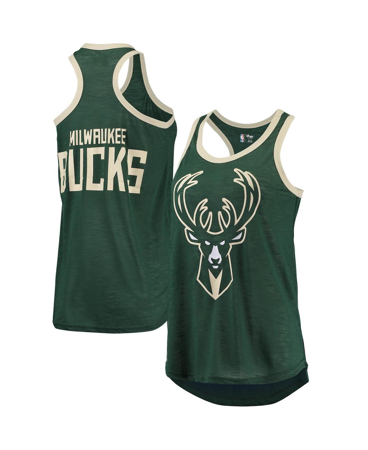 Womens G-III Sports by Carl Banks Hunter Green Milwaukee Bucks Showdown Scoop-Neck Racerback Tank Top Product Image