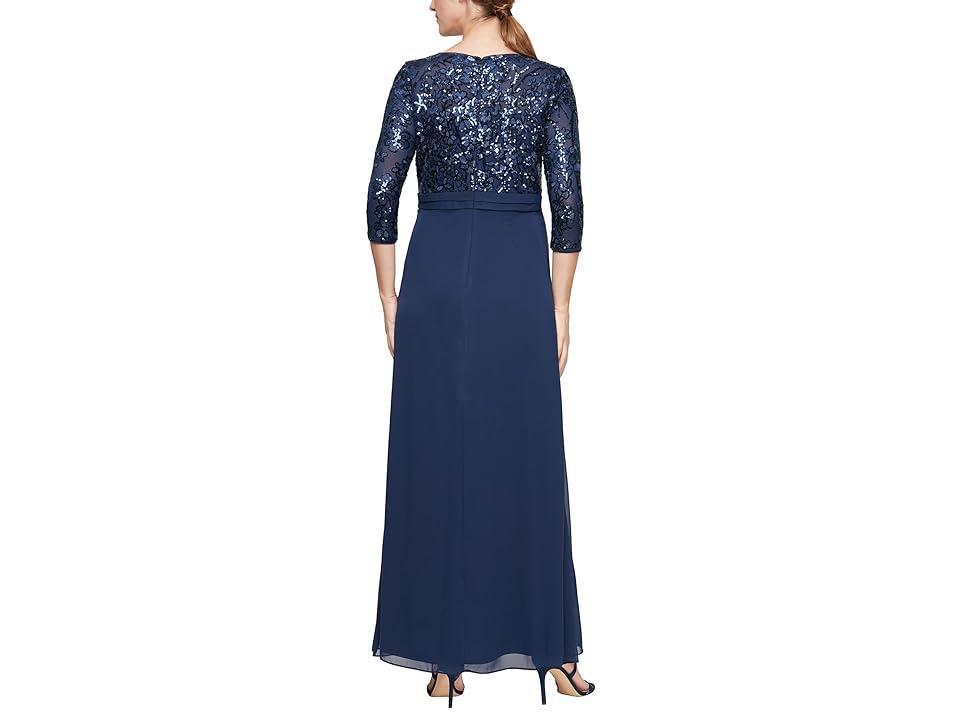 Alex Evenings Sequin Three-Quarter Sleeve Evening Gown Product Image