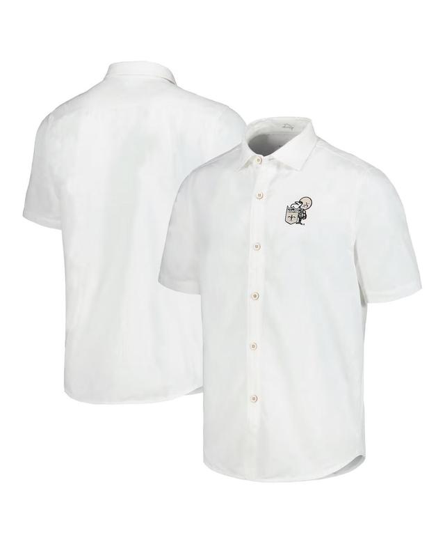 Tommy Mens Bahama White New Orleans Saints Sport Coconut Point Palm Vista IslandZone Button-Up Camp Shirt Product Image