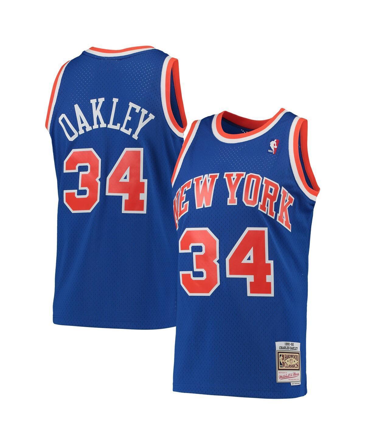 Mens Mitchell & Ness Charles Oakley Blue New York Knicks Hardwood Classics 1991-92 Swingman Jersey Product Image