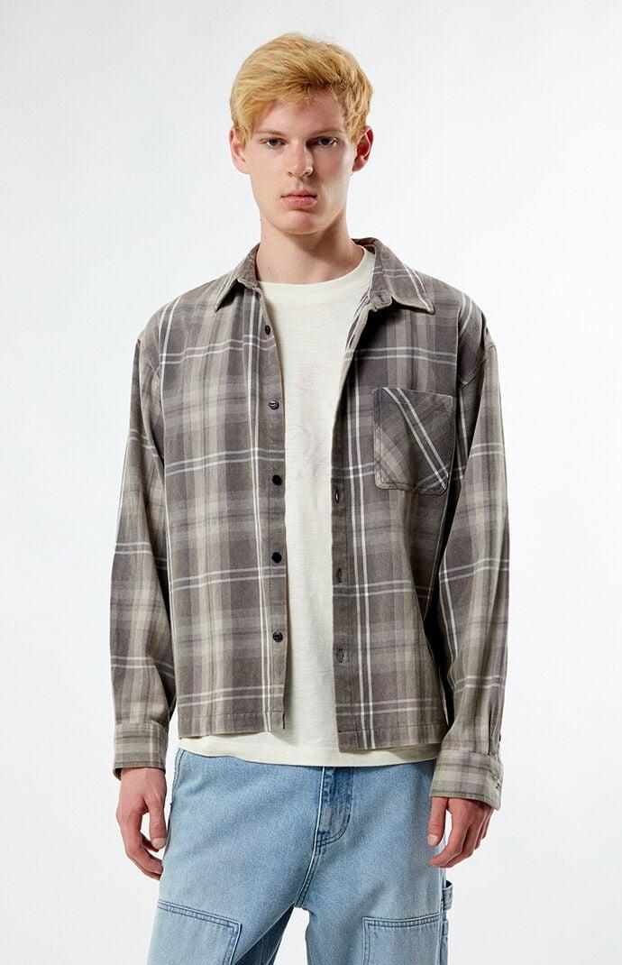 Men's Washed Cropped Flannel Shirt Product Image