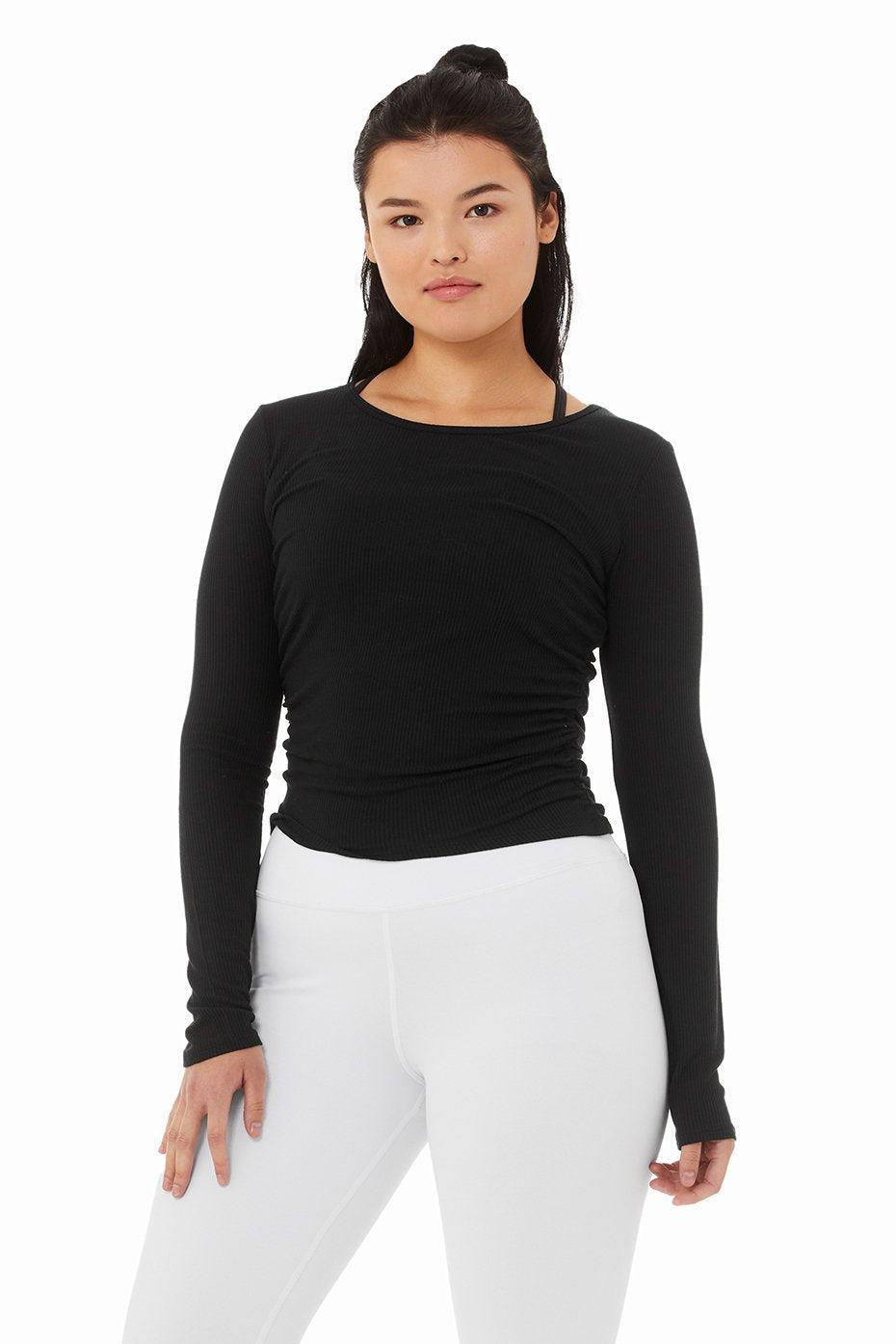 Alo Gather Long Sleeve Rib Crop Top Product Image