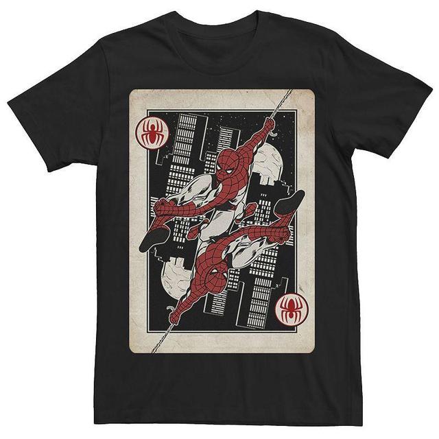 Mens Marvel Spider-Man Classic Swing Playing Card Tee Black Product Image