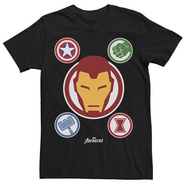 Mens Marvel Gamerverse Avenger Iron Man Emblems Collage Graphic Tee Black Product Image