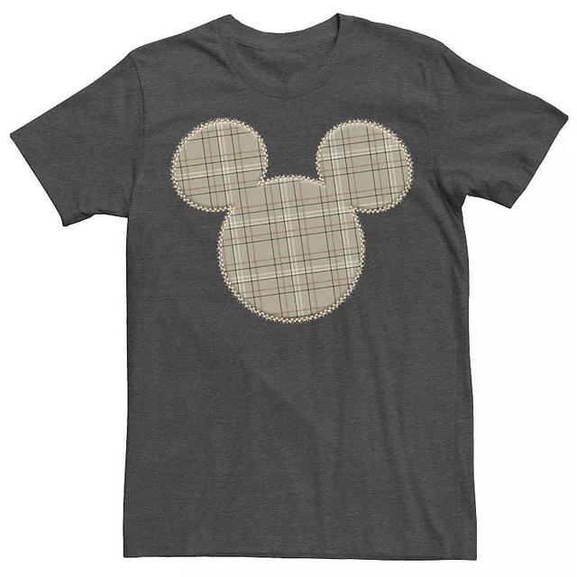 Disneys Mickey & Friends Mickey Plaid Patch Mens Tee Grey Heather Product Image