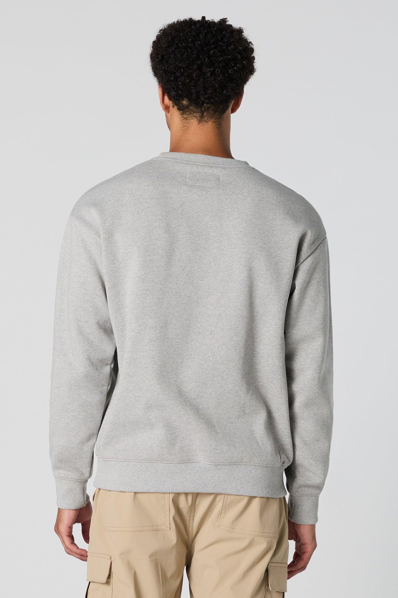 Solid Fleece Crewneck Sweatshirt Male Product Image