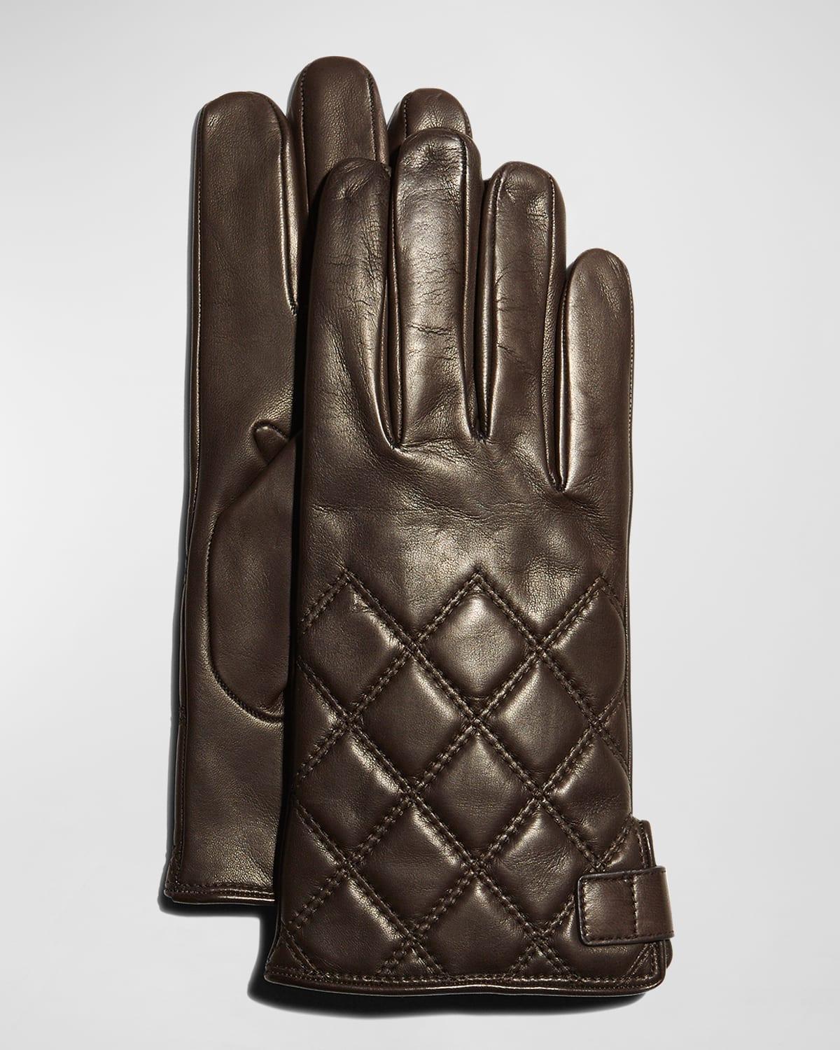 Mens Quilted Napa Snap Gloves with Cashmere Lining Product Image