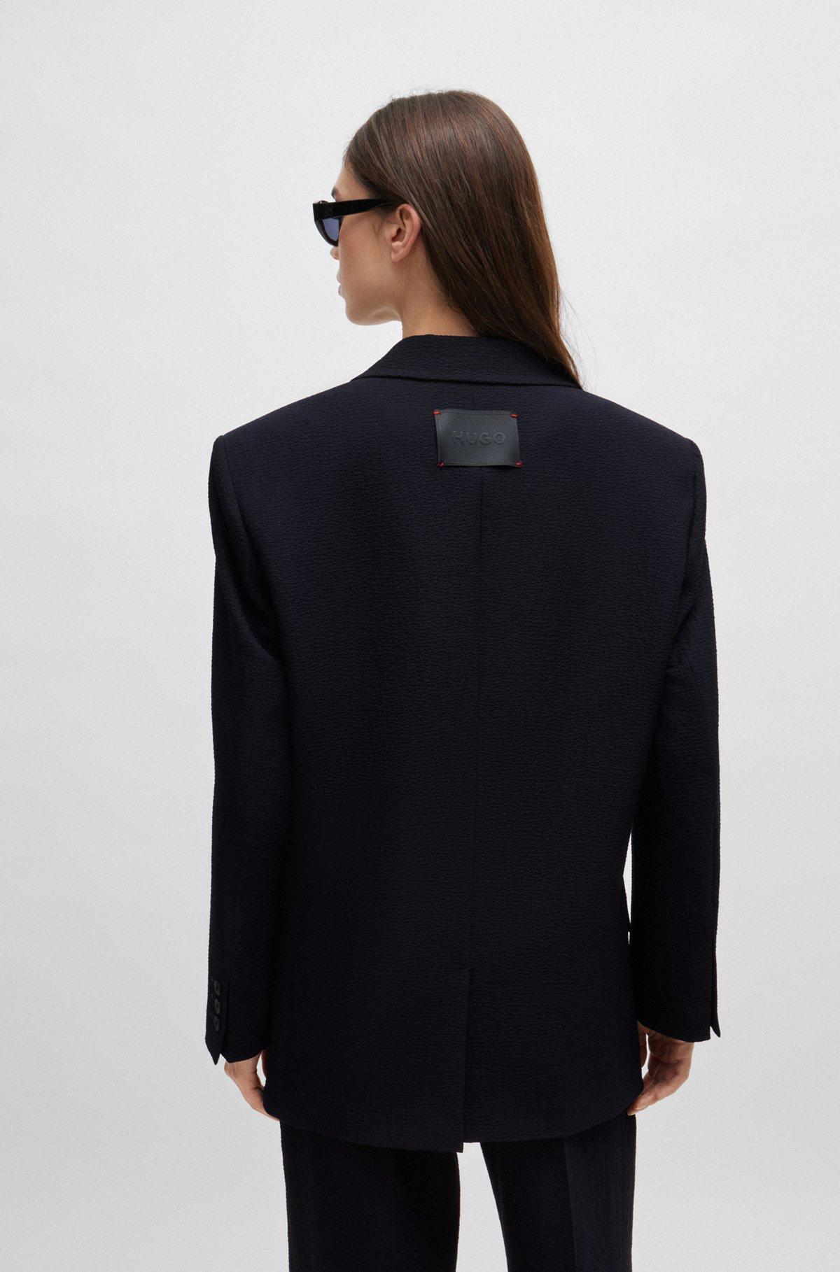 Longline oversize-fit jacket in seersucker fabric Product Image