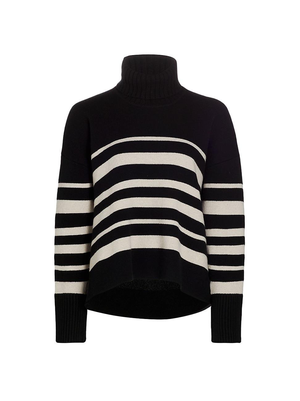 Womens Striped Cashmere & Wool Turtleneck Sweater Product Image