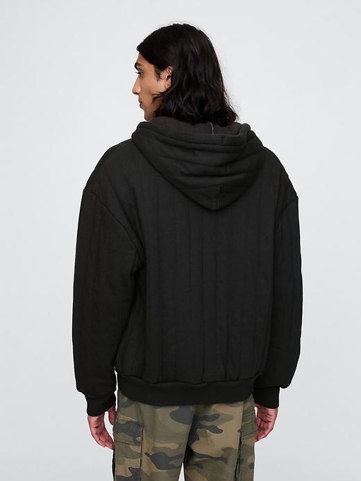 Waffle-Lined Quilted Zip Hoodie Product Image