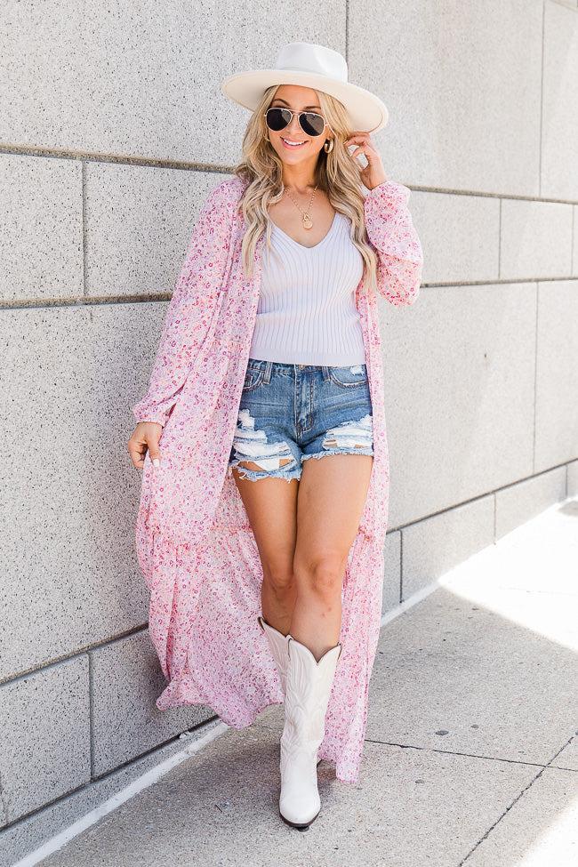 Valley Flower Pink Duster Floral Kimono FINAL SALE Product Image