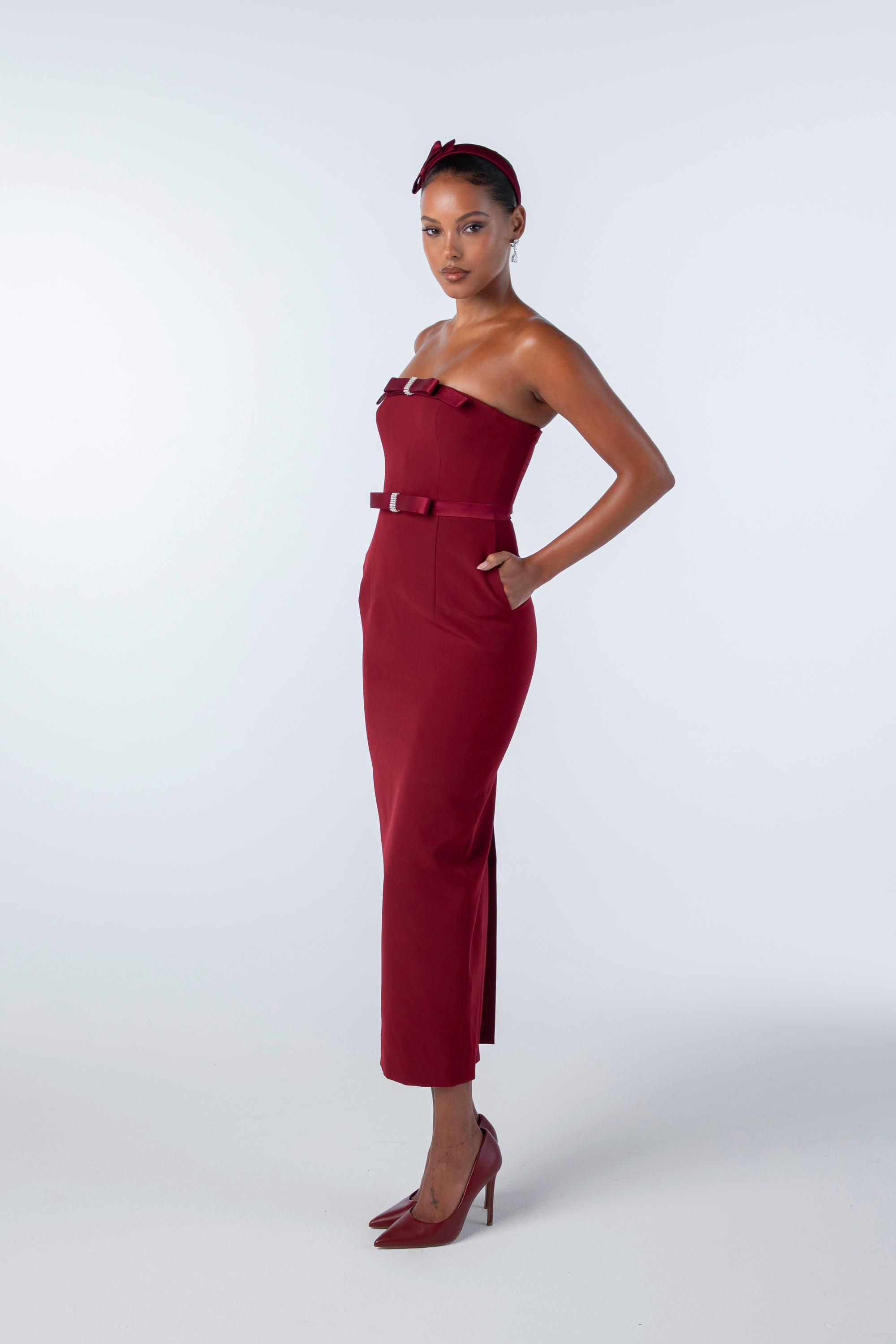 Demi Bow Dress (Red) Product Image