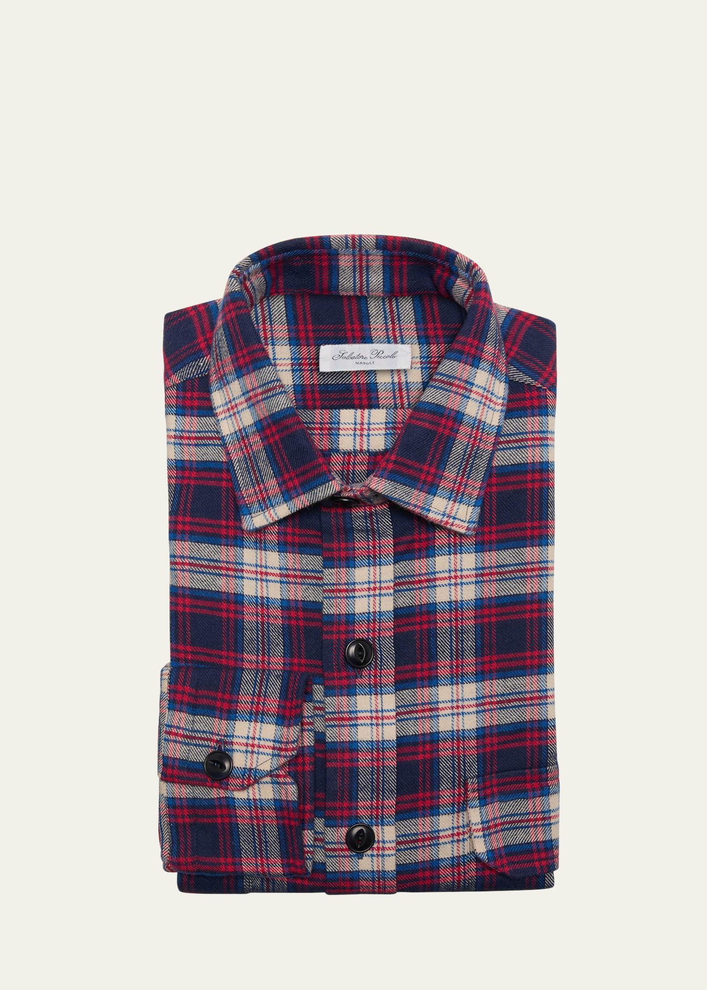 Mens Plaid Flannel Casual Button-Down Shirt Product Image