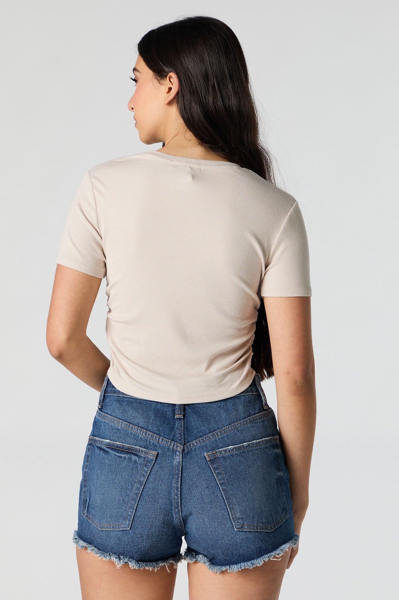 Ribbed Side Cinched Cropped T-Shirt Female Product Image