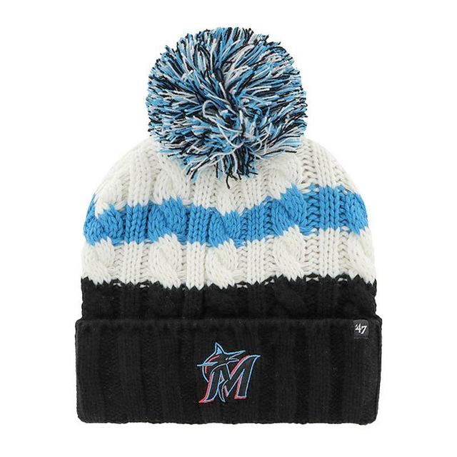 Womens 47 /Black Miami Marlins Ashfield Cuffed Knit Hat with Pom Product Image