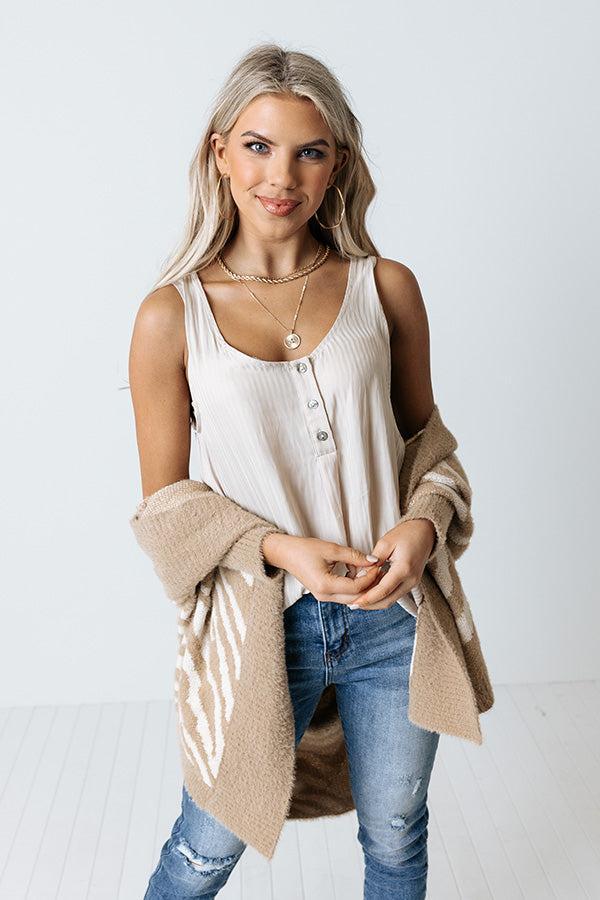 New To Love Satin Top In Light Beige Product Image