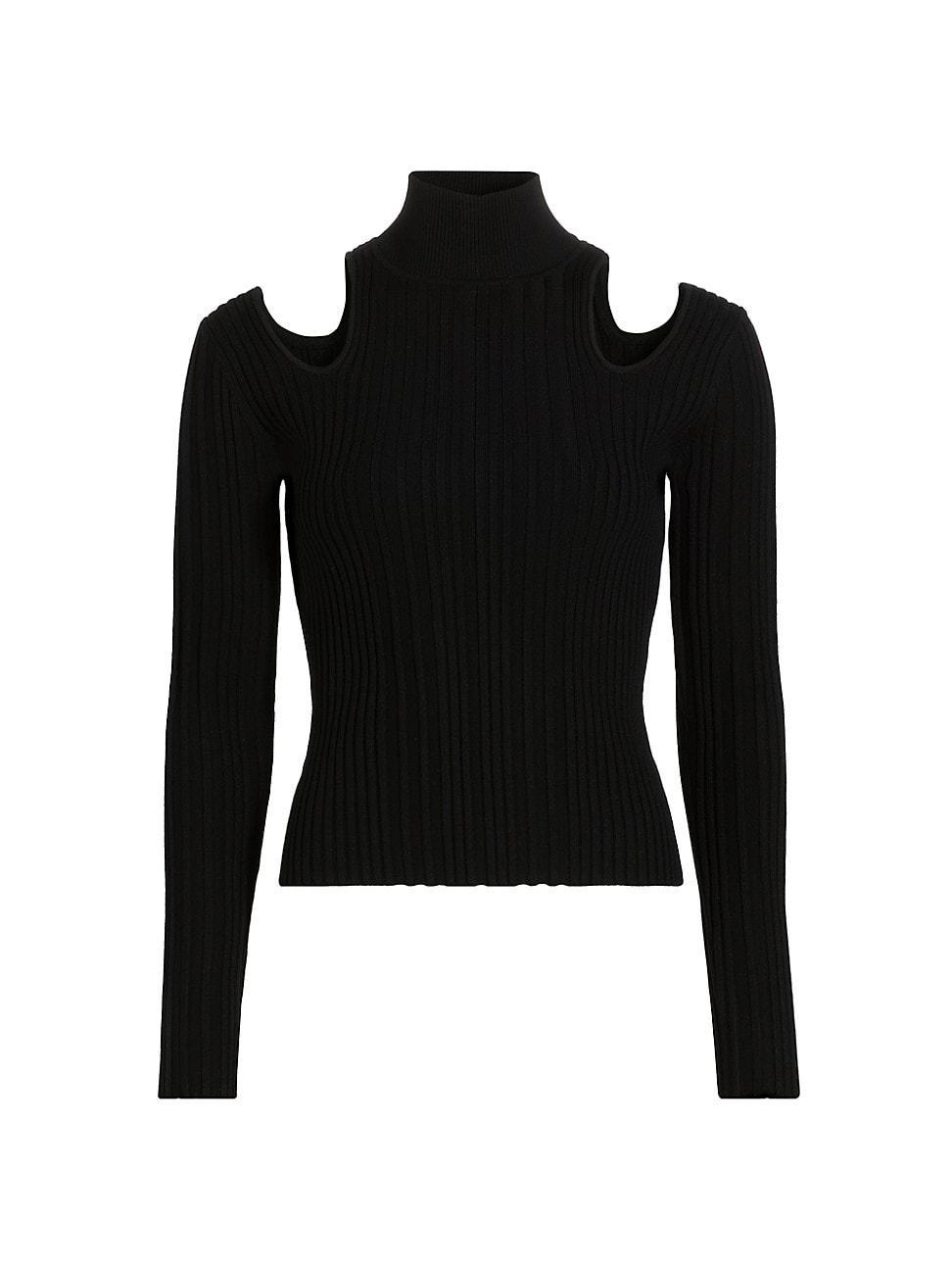 Womens Natalia Rib-Knit Cut-Out Turtleneck Sweater Product Image