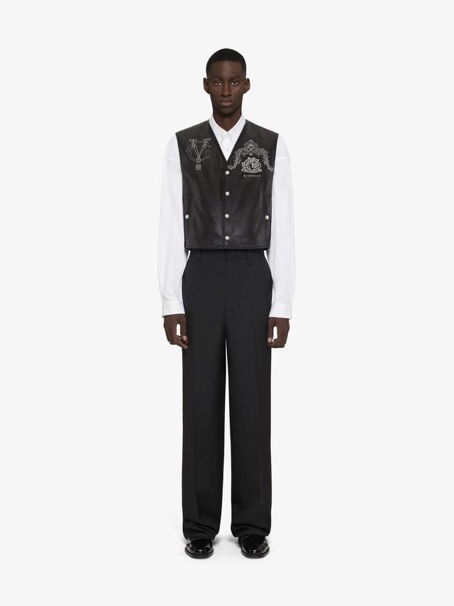 GIVENCHY Crest waistcoat in embroidered leather Product Image