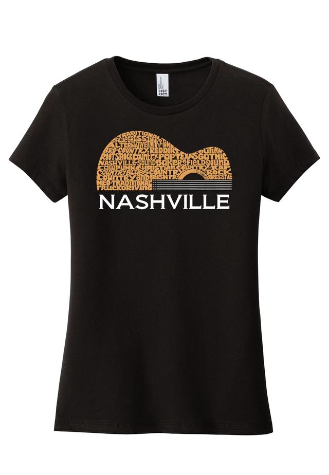 LA Pop Art Women's Word Art Nashville Guitar Graphic Tee Product Image