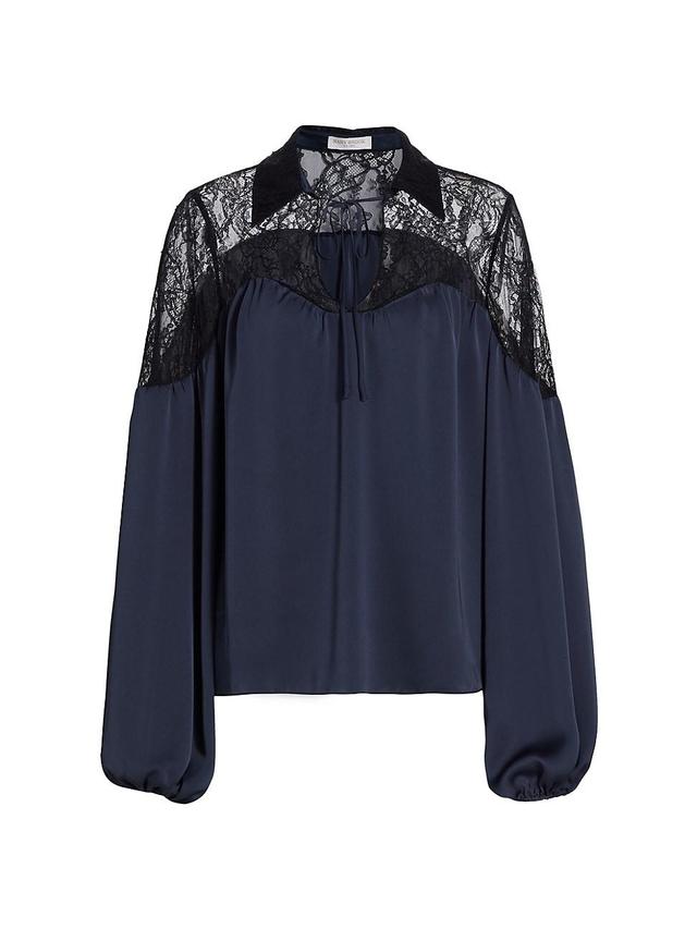 Womens Rosemary Lace-Trimmed Blouse Product Image