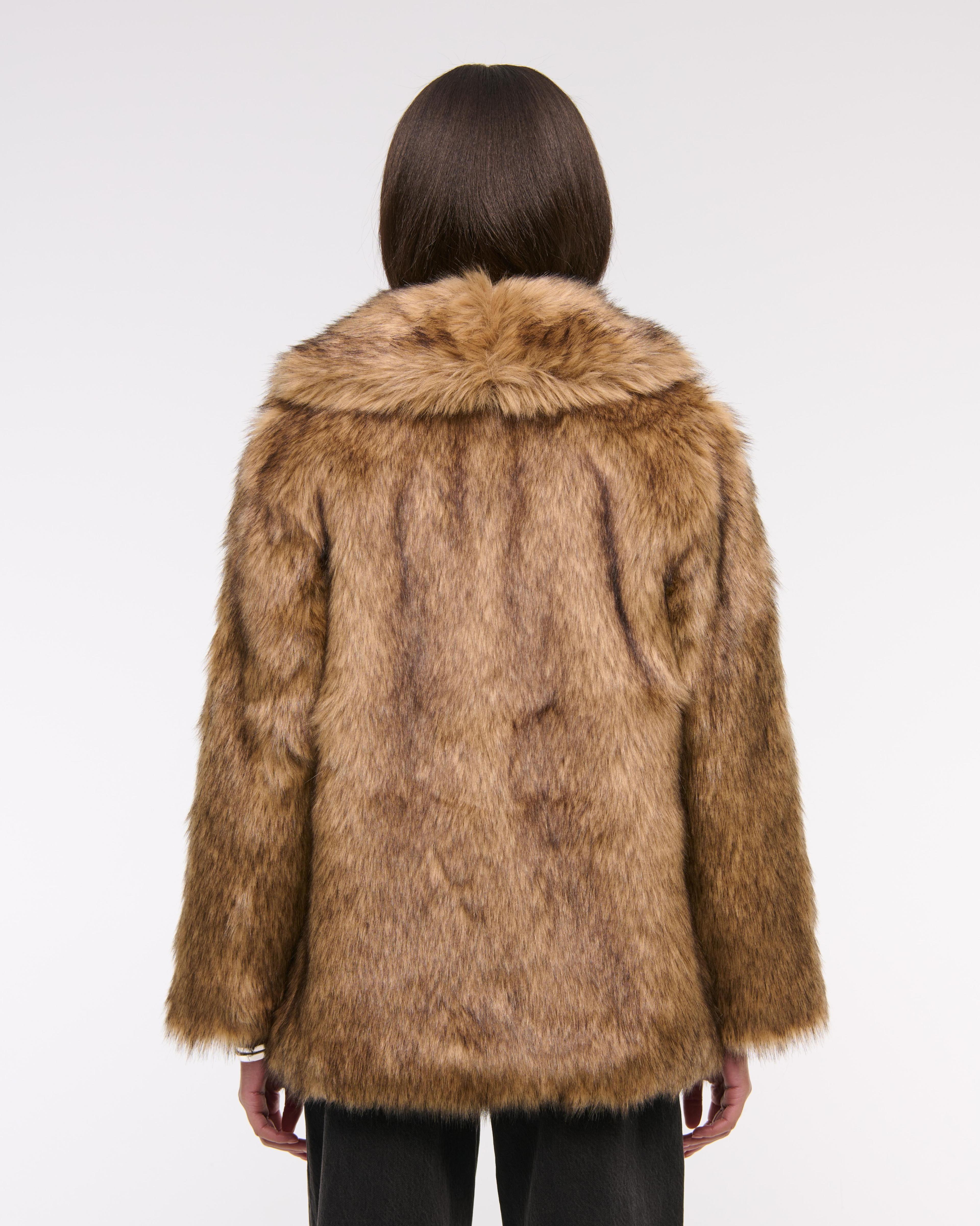 Shawl Collar Faux Fur Coat Product Image