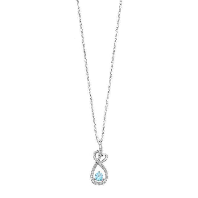 Sterling Silver Blue Topaz & Lab-Created White Sapphire Heart Pendant, Womens Product Image