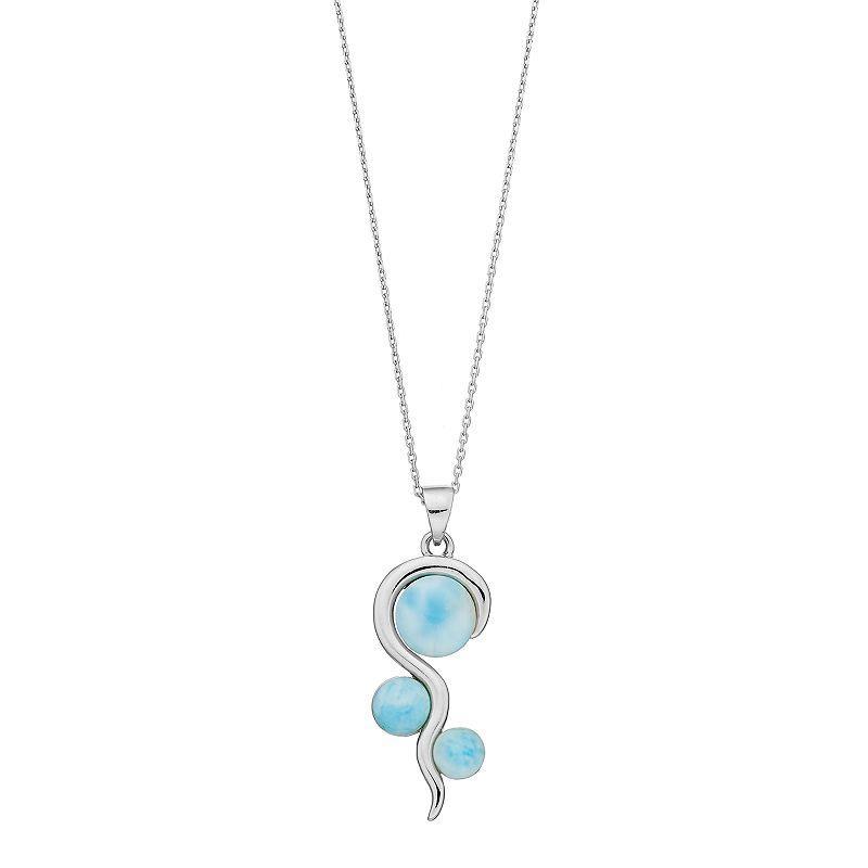 Sterling Silver Larimar Swirl Pendant Necklace, Womens Product Image