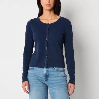 a.n.a Womens Round Neck Long Sleeve Button Cardigan Product Image