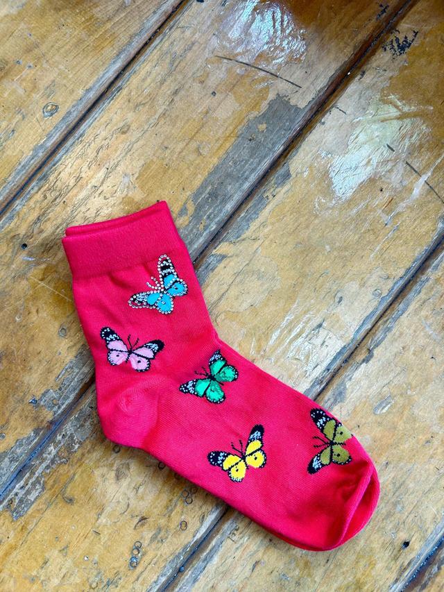 Queen of Sparkles Red Butterfly Socks Product Image