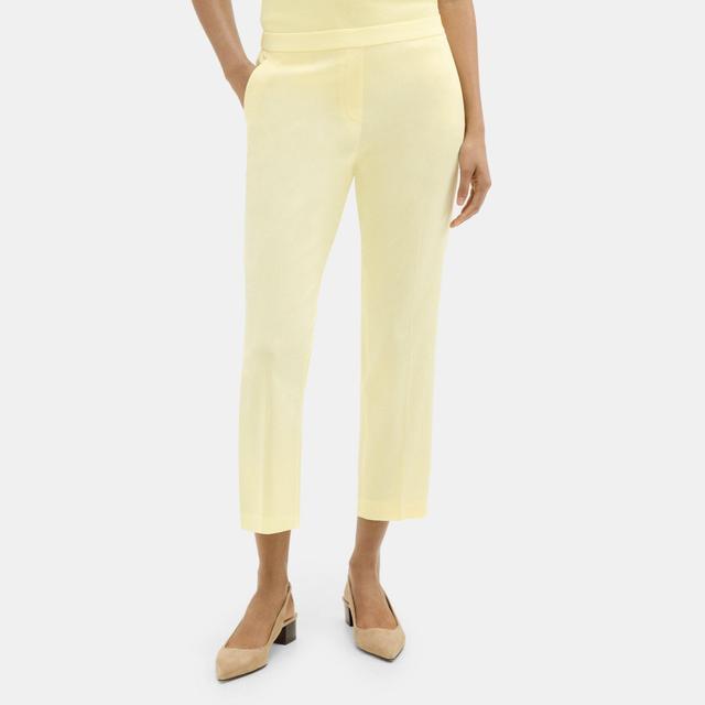 Stretch Linen-Blend Slim Cropped Pull-On Pant | Theory Outlet Product Image