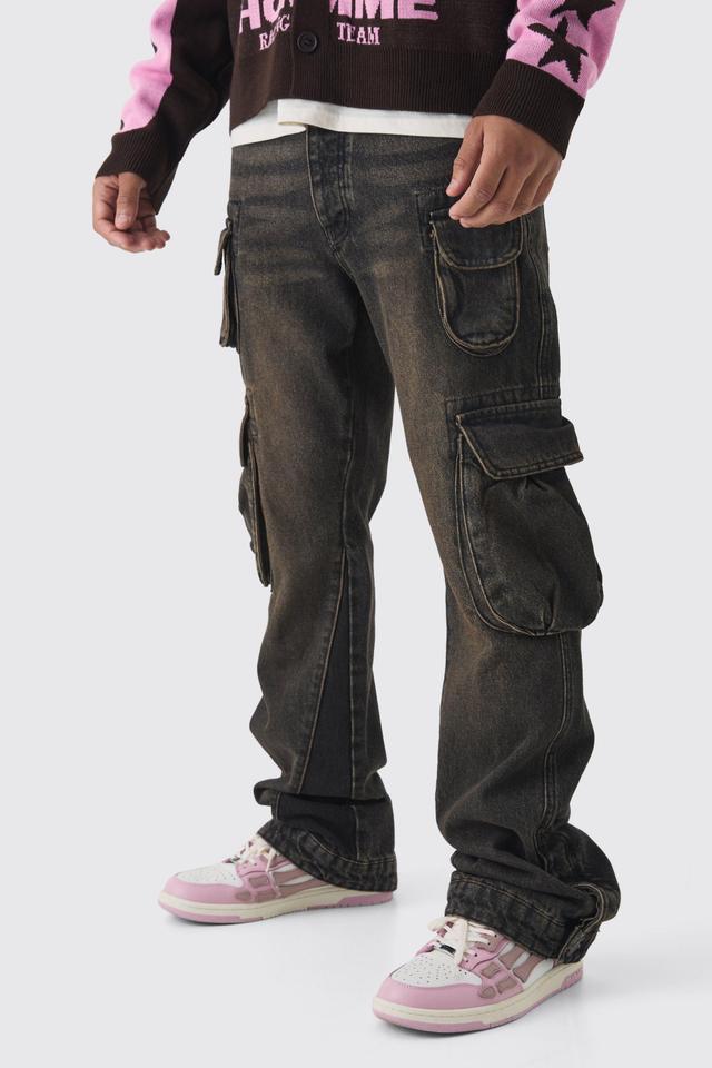 Slim Flared Cargo Gusset Jeans | boohooMAN USA Product Image