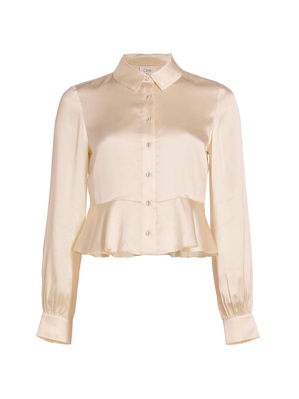 Womens Lorina Silk Blouson-Sleeve Top Product Image