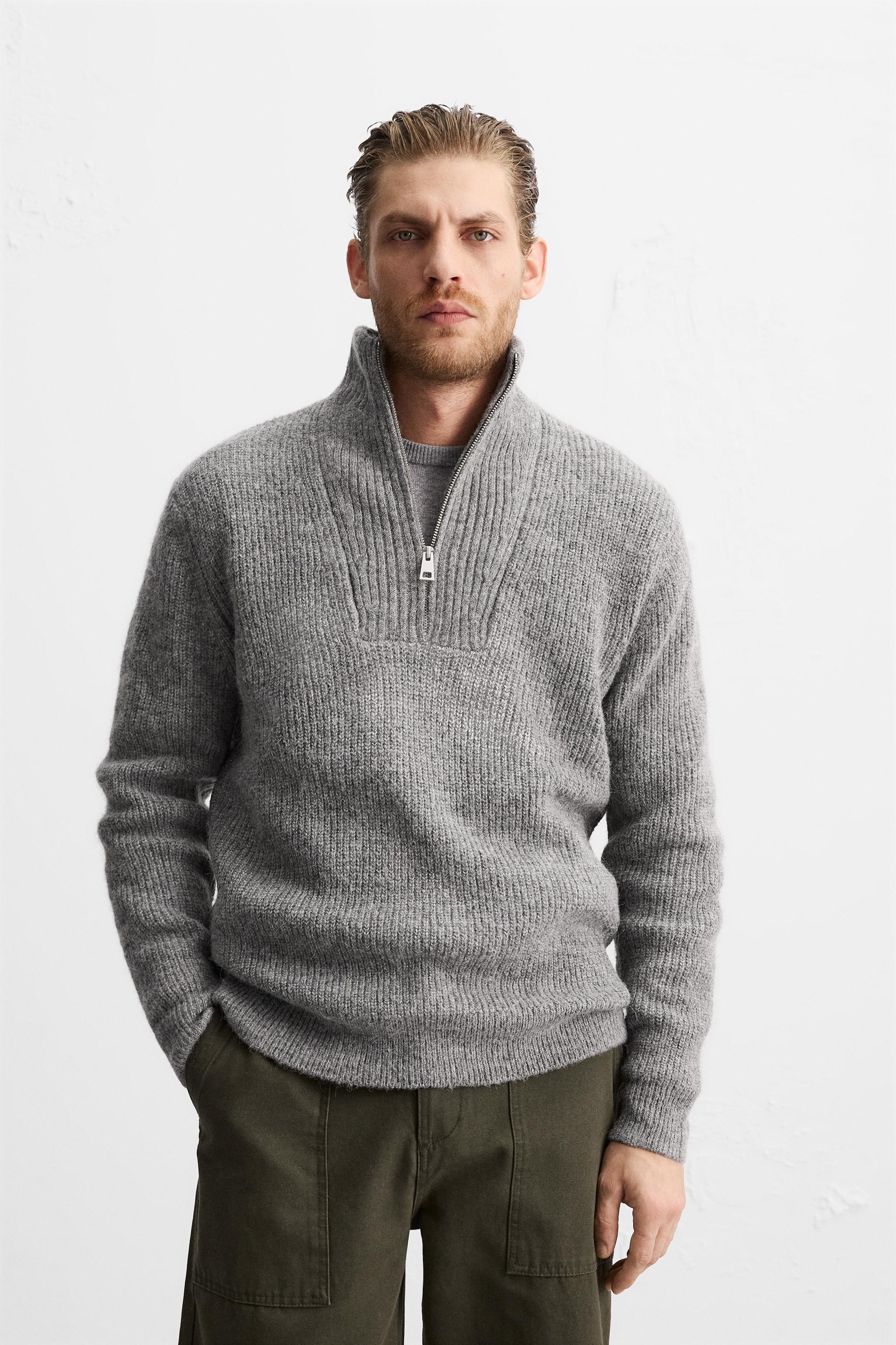 TEXTURED ZIPPERED COLLAR SWEATER Product Image