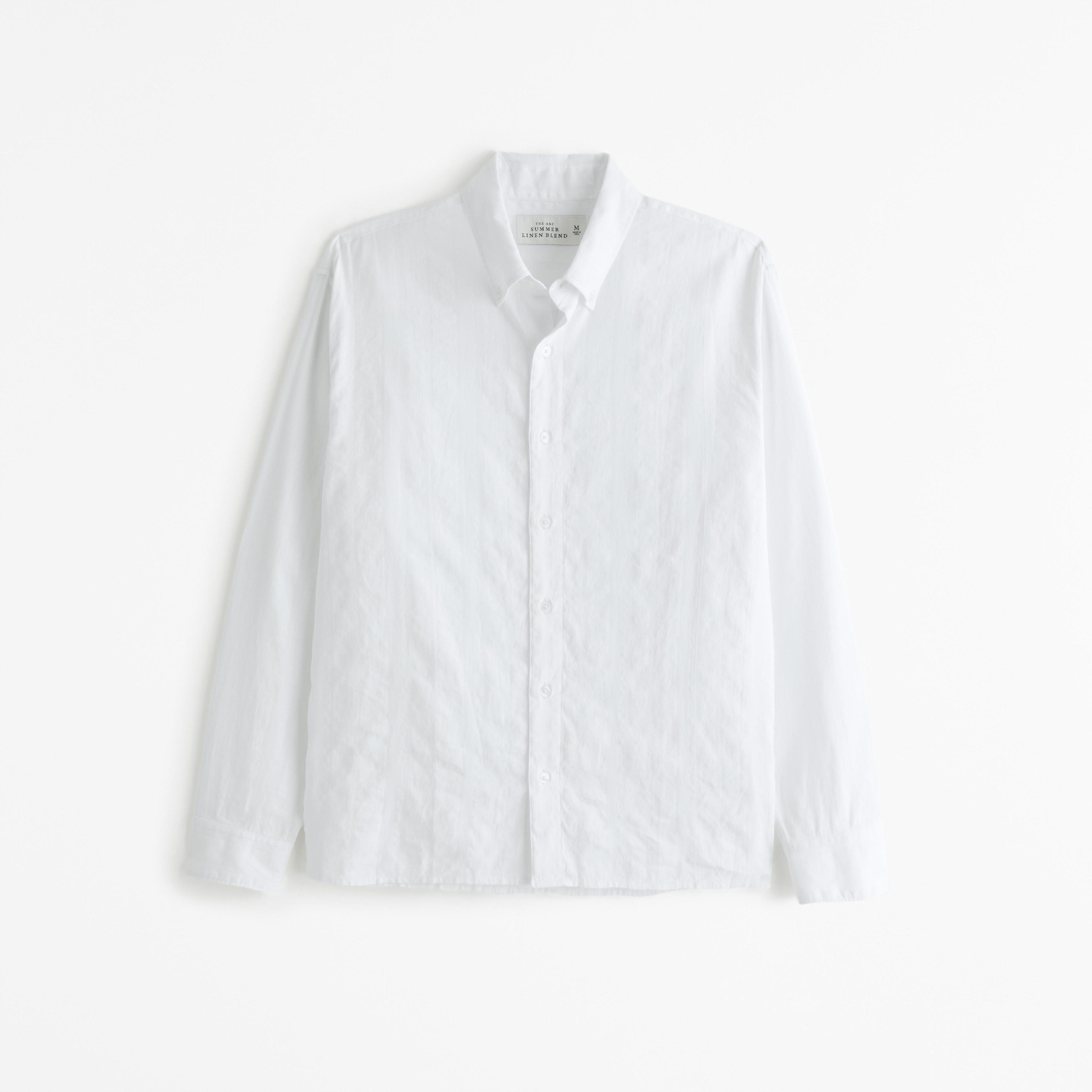 Summer Linen-Blend Button-Up Shirt Product Image