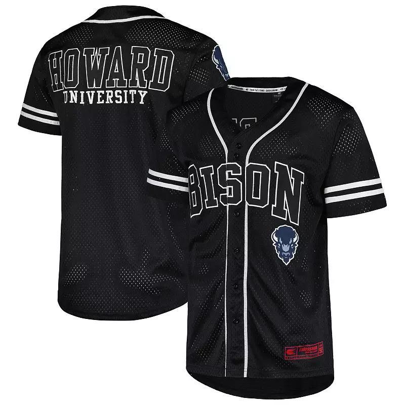 Mens Colosseum Black Howard Bison Free Spirited Mesh Button-Up Baseball Jersey Product Image