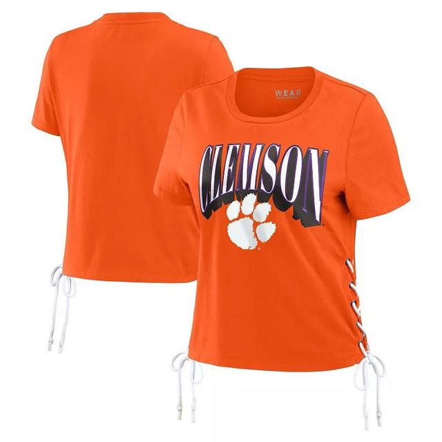 Womens WEAR by Erin Andrews Clemson Tigers Side Lace-Up Modest Crop T-Shirt Product Image